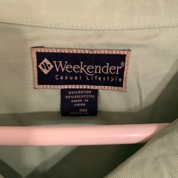 Men’s Weekender mint green casual button down shirt sleeve shirt size 2 XL - Picture 3 of 6